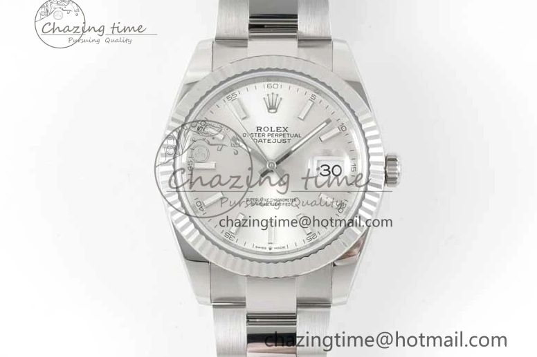 MiroTime 0113 DateJust 41 126334 Clean 1:1 Best Edition 904L Steel Silver Stick Dial on Oyster Bracelet VR Modern 2434